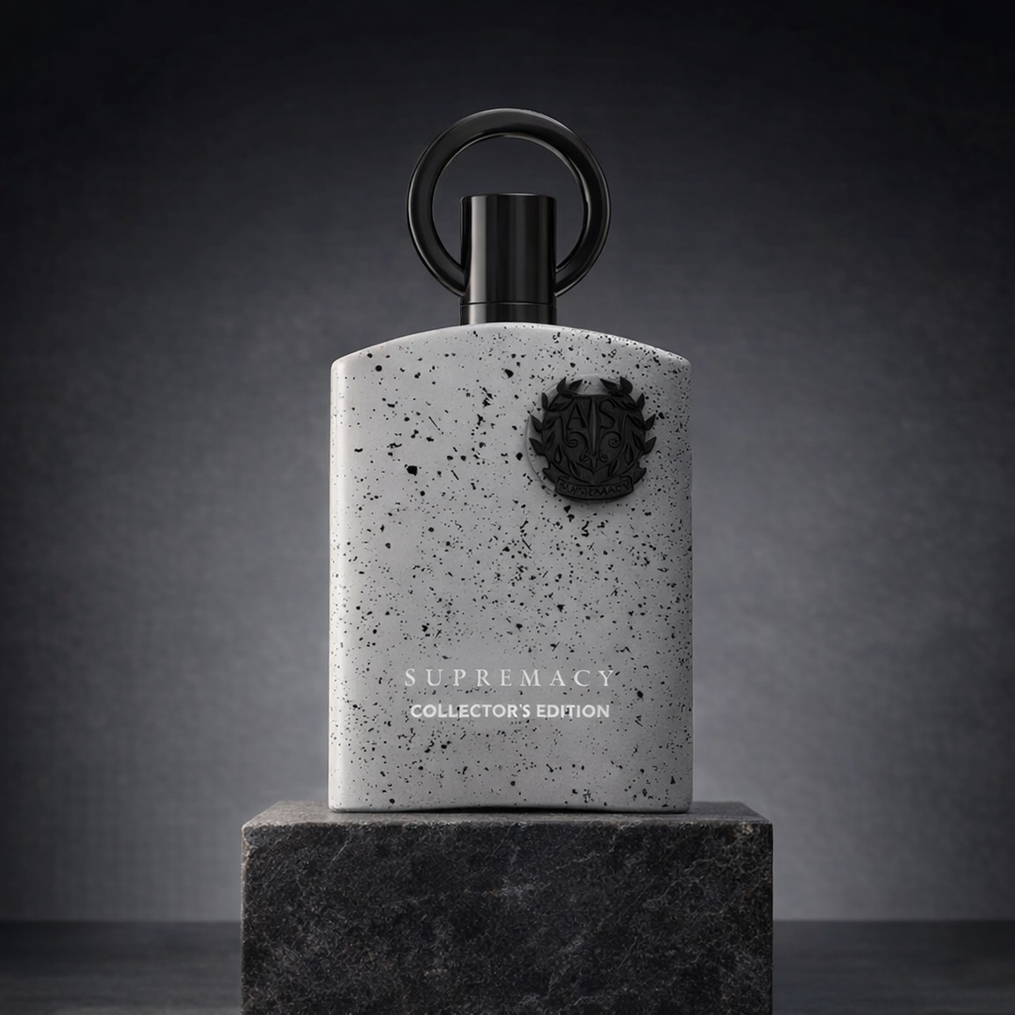 Afnan Supremacy Collector's Edition EDP upright pedestal gallery showcase