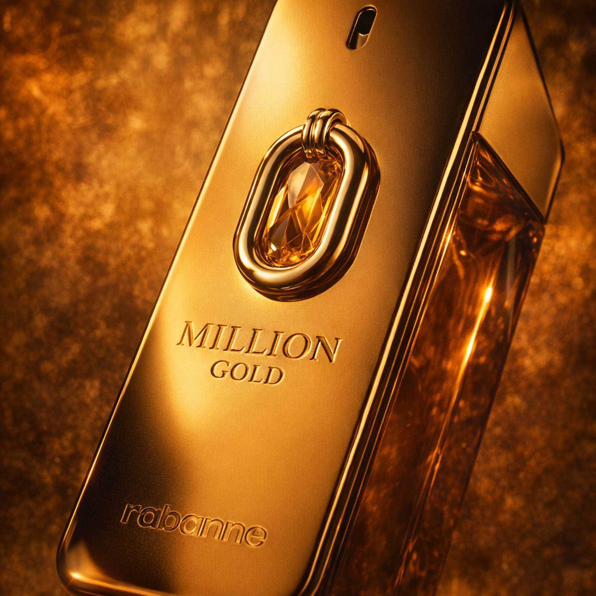 Paco Rabanne Million Gold Elixir Parfum Intense For Men macro label detail gallery showcase