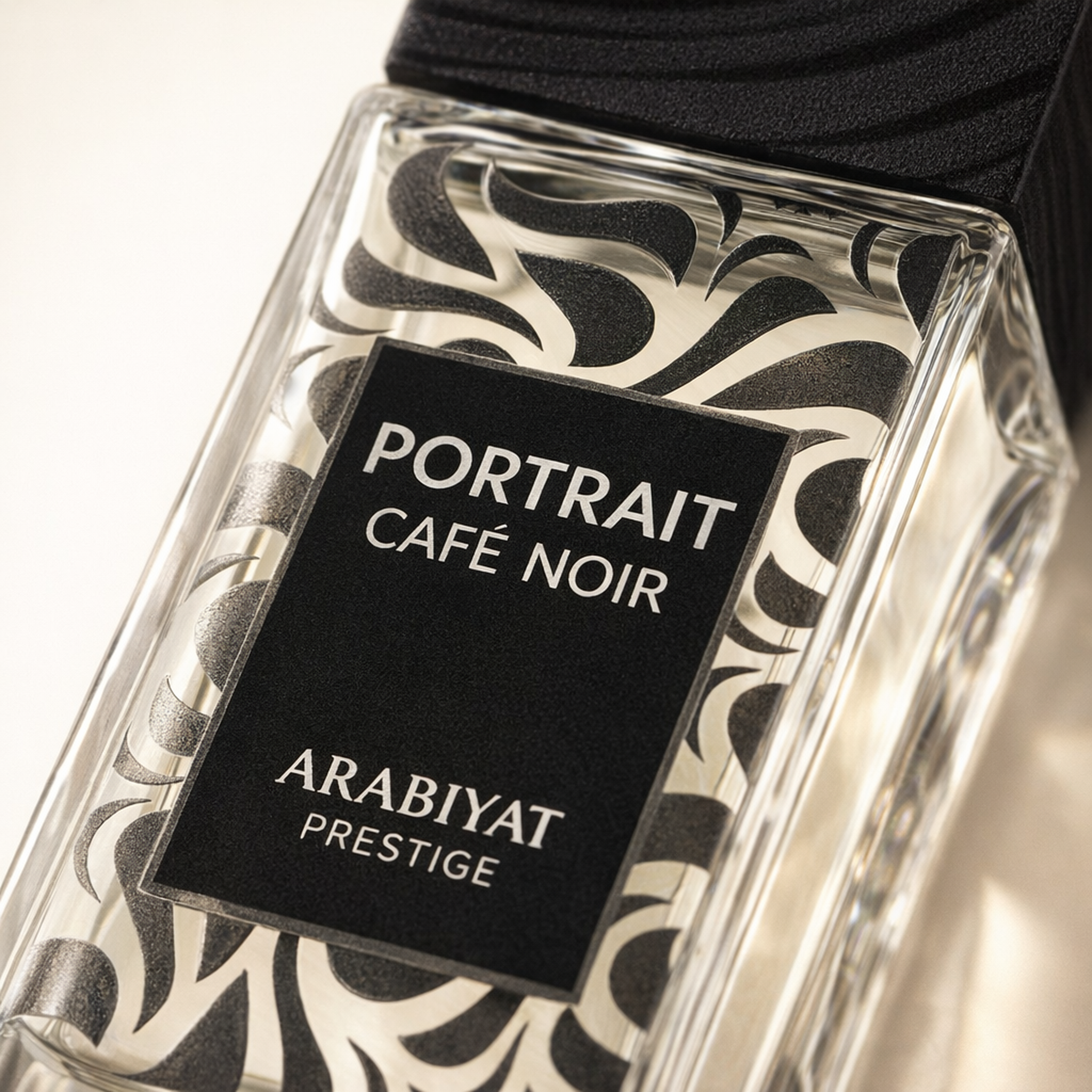 Arabiyat Prestige Portrait Cafe Noir EDP macro label detail gallery showcase