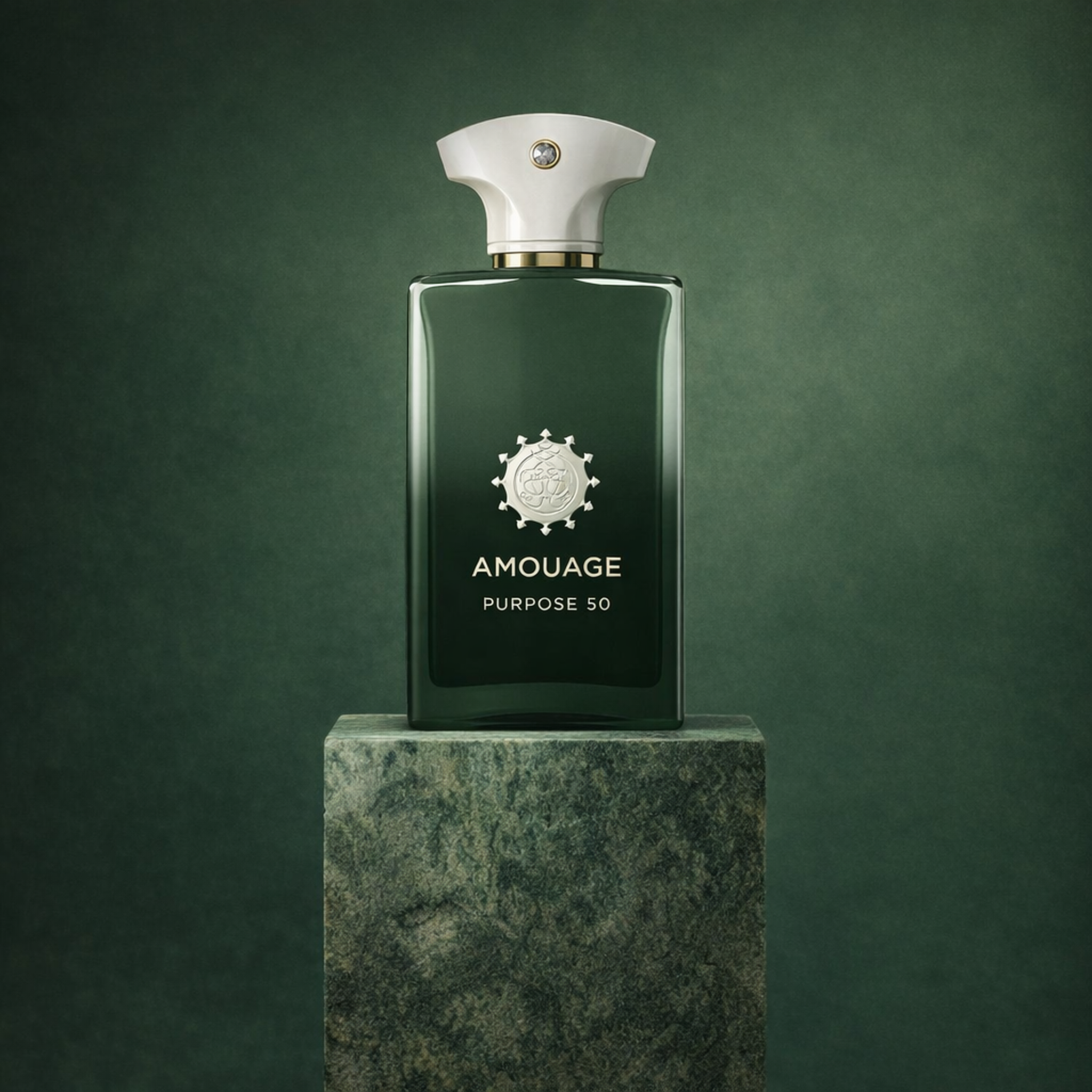 Amouage Purpose 50 Extrait de Parfum For Men upright pedestal gallery showcase