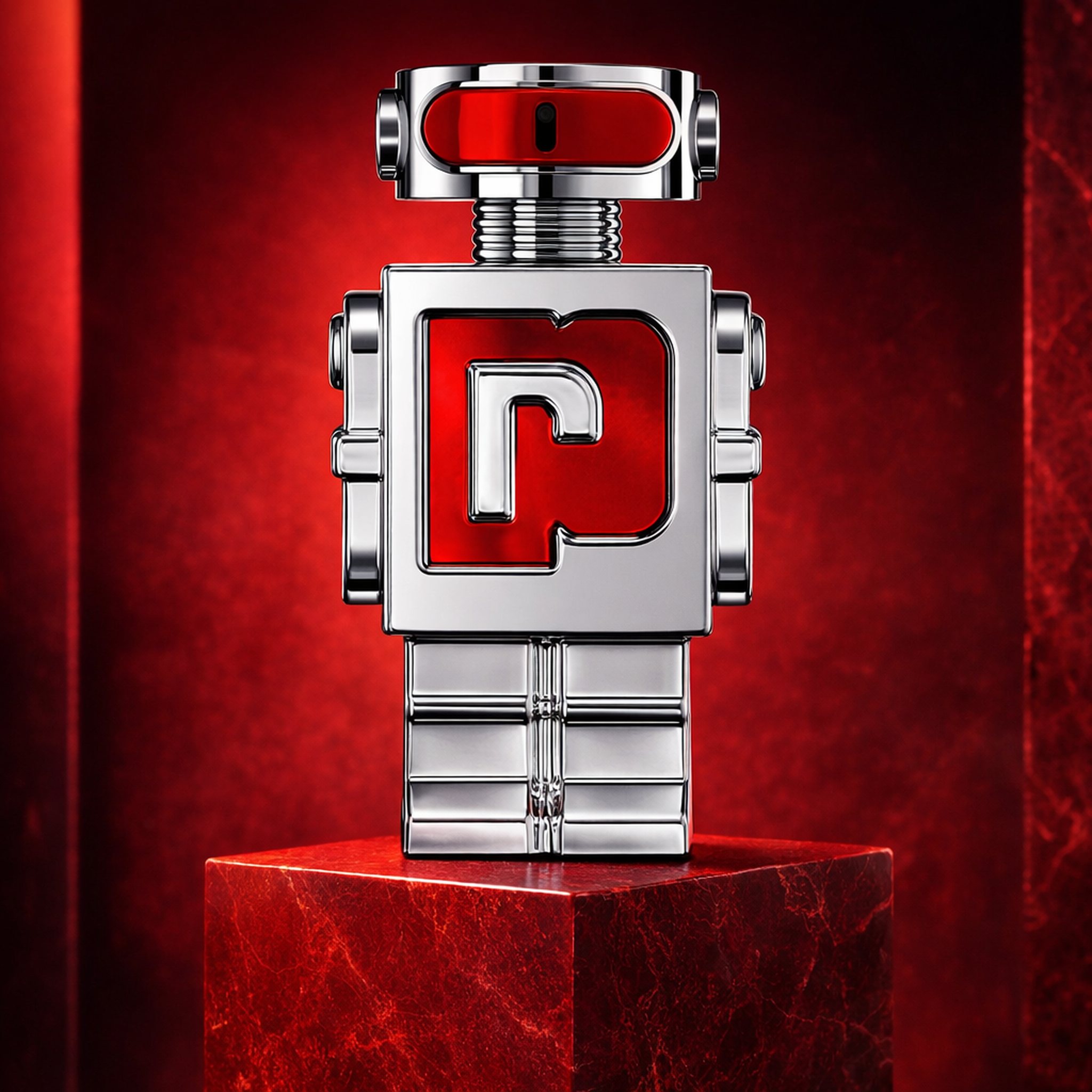Paco Rabanne Phantom in Red Parfum Elixir For Men upright pedestal gallery showcase