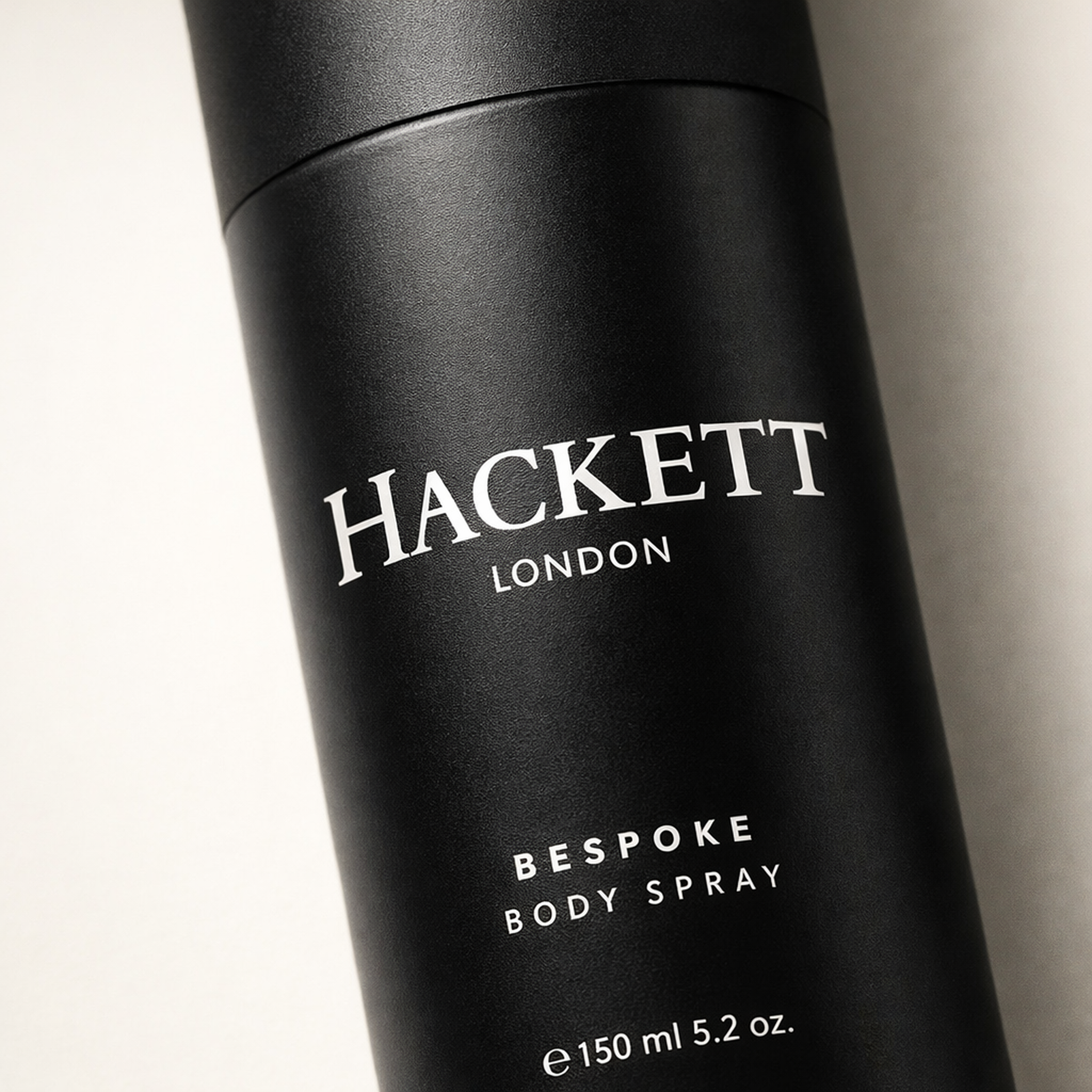 Hackett Bespoke Body Spray macro label detail gallery showcase