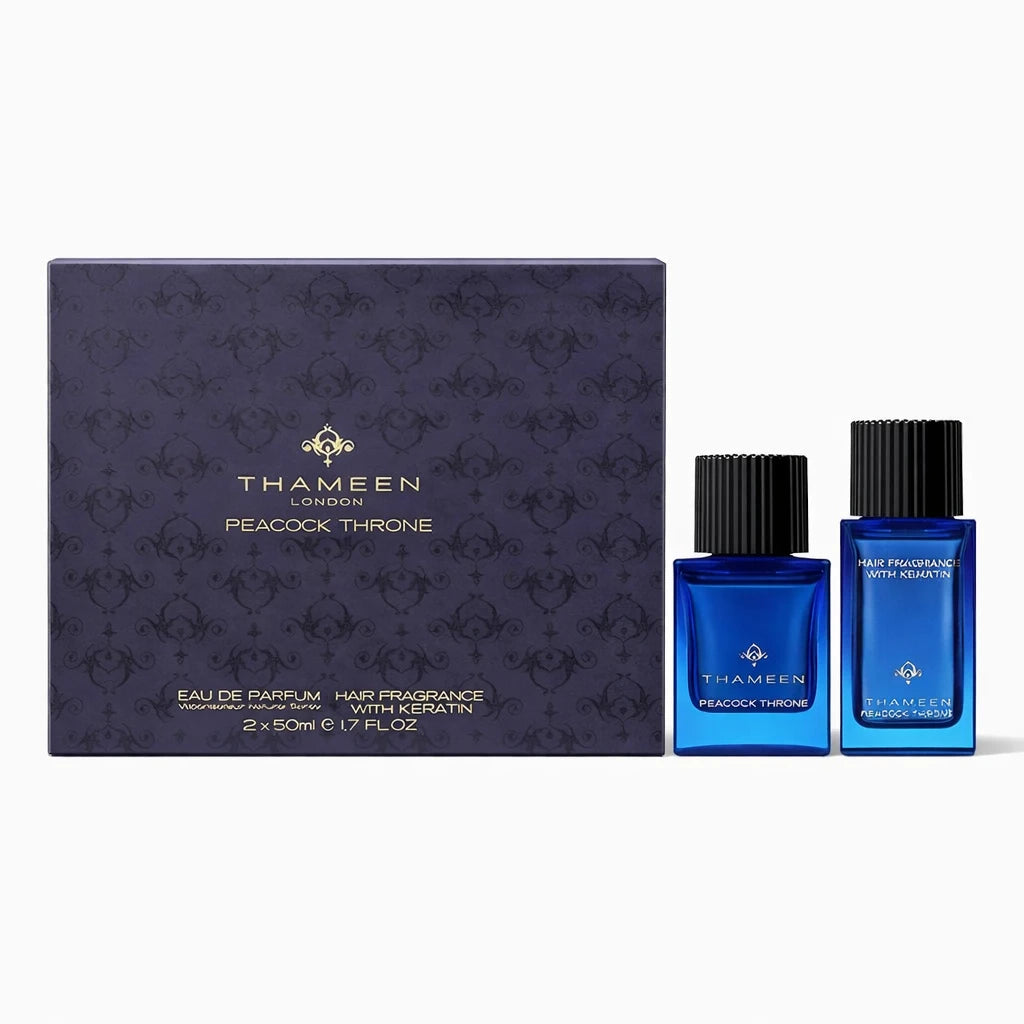 Thameen Treasure Collection Peacock Throne Extrait & Hair Fragrance Duo Gift Set OpenAI studio hero
